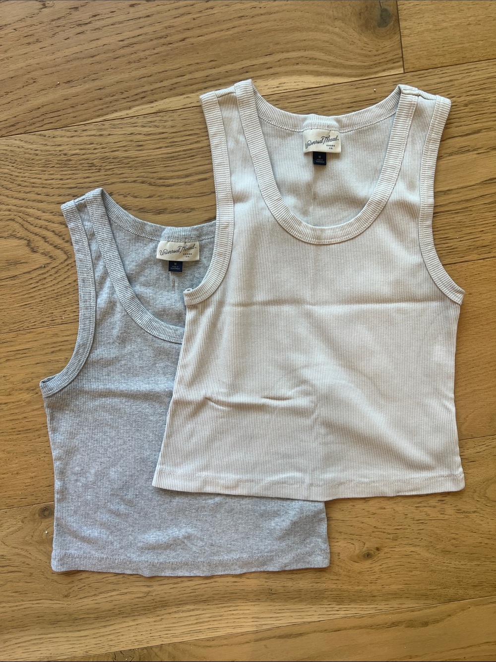 Crewcuts Ribbed Tank Tops - Gray & Cream Set